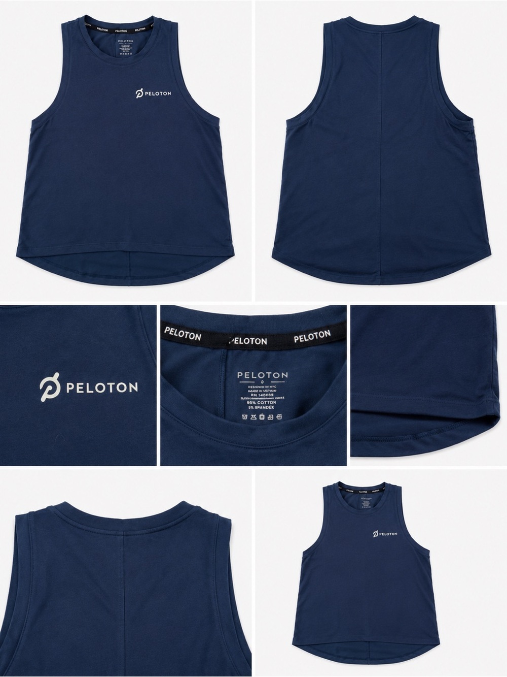 Peloton Women's Dark Blue Muscle Tank with Side Ruching